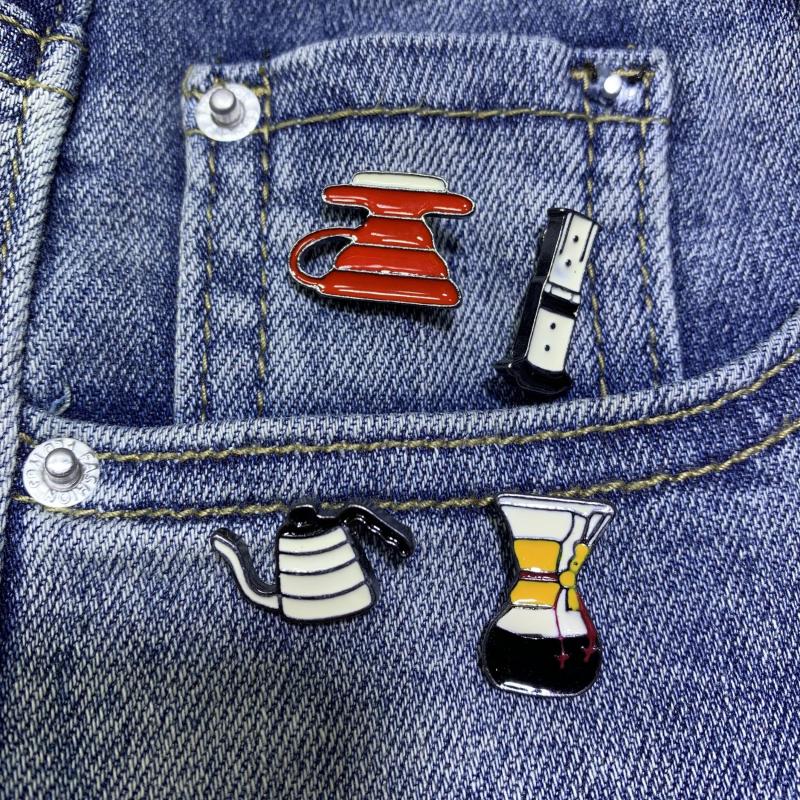 Funky Creative Coffee Series Brooch Pins Cartoon Pin Clothes Bag Accessories