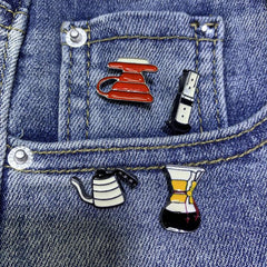 Funky Creative Coffee Series Brooch Pins Cartoon Pin Clothes Bag Accessories