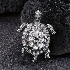 Hip Hop Green Turtle Animal Brooch Full Rhinestone