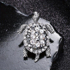 Hip Hop Green Turtle Animal Brooch Full Rhinestone