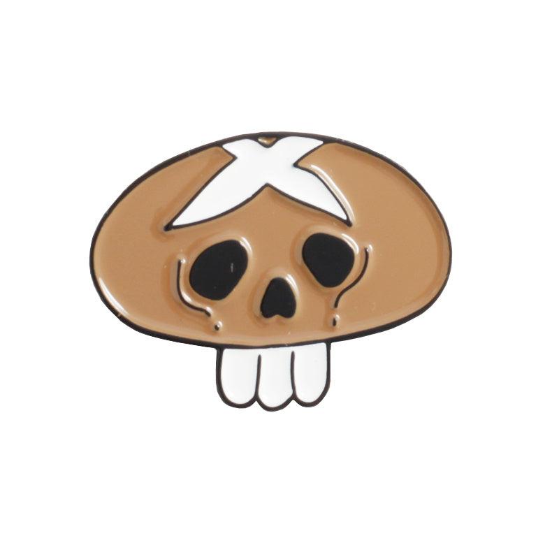 Skull Face Mushroom Brooch