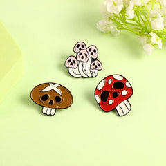 Skull Face Mushroom Brooch