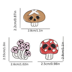 Skull Face Mushroom Brooch