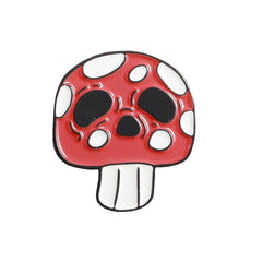 Skull Face Mushroom Brooch