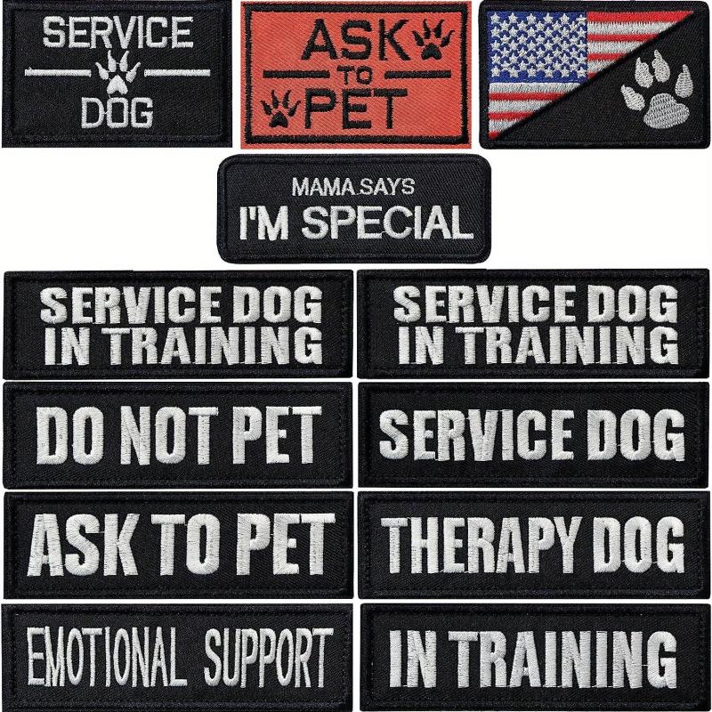 J CARP 12pcs Service Dog Patches Men Tactical Pet In Training Embroidered