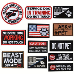J CARP 12pcs Service Dog Patches Men Tactical Pet In Training Embroidered
