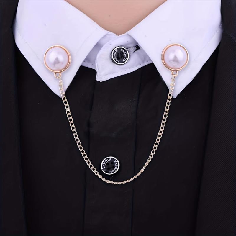 Pearl Chain Brooch Clothing Accessory Corsage