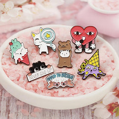 Large Eye Shaped Brooch Magnifying Glass Cat Rabbit Squid Bear
