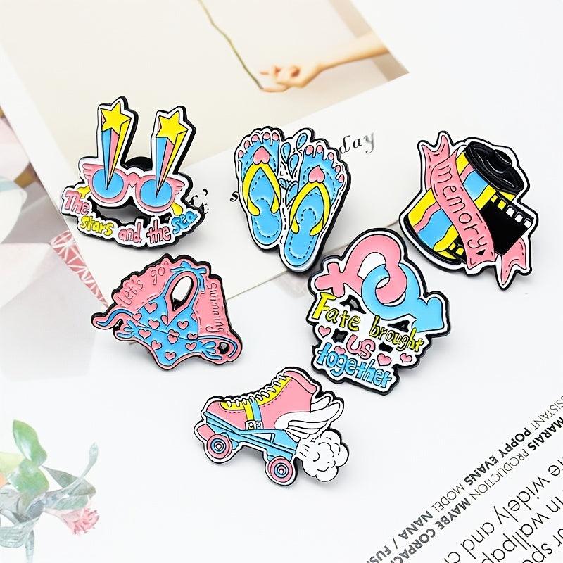 Summer Swimsuit Roller Skates Film Brooch