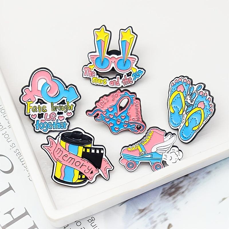 Summer Swimsuit Roller Skates Film Brooch