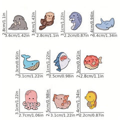 5pcs Cartoon Ocean Animal Brooches Men Shark Whale Seahorse Pufferfish Jellyfish