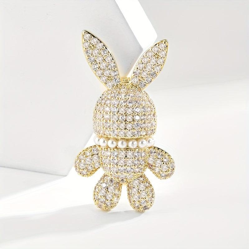 Zircon Rabbit Brooch for Men & Women