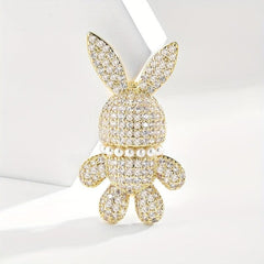Zircon Rabbit Brooch for Men & Women