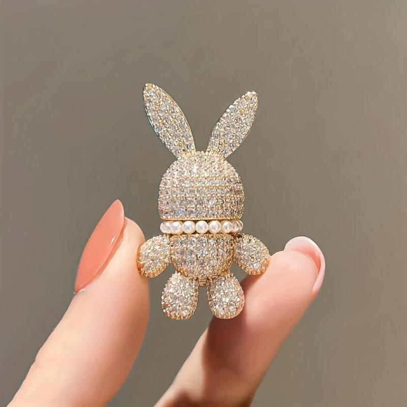 Zircon Rabbit Brooch for Men & Women