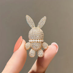 Zircon Rabbit Brooch for Men & Women