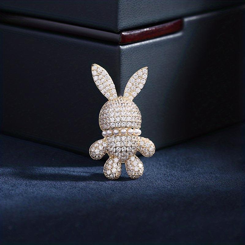 Zircon Rabbit Brooch for Men & Women
