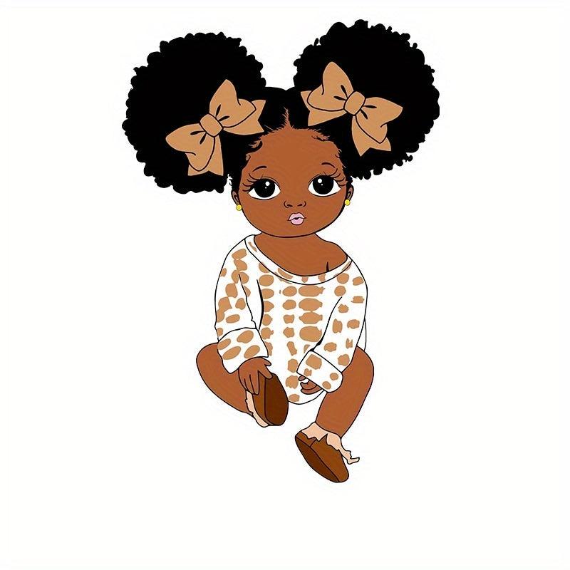 1pc Afro Girl Boy Iron on Sticker For Men Heat Transfer Vinyl Patches