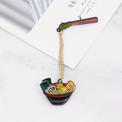 2pcs Cartoon Ramen Pin Enamel Noodle Bowl Brooch For Men