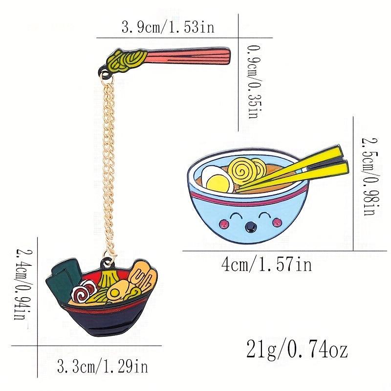 2pcs Cartoon Ramen Pin Enamel Noodle Bowl Brooch For Men
