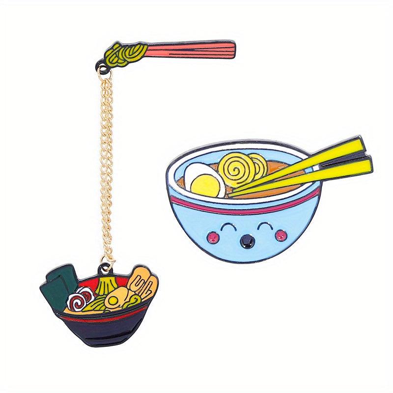 2pcs Cartoon Ramen Pin Enamel Noodle Bowl Brooch For Men