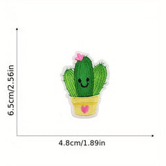 20pcs Cactus Feather Iron On Patches For Men Sew On Embroidered Applique