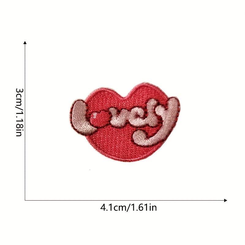 8pcs Love Theme Iron On Patches Embroidered Self Adhesive Heart Patches