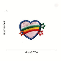 8pcs Love Theme Iron On Patches Embroidered Self Adhesive Heart Patches