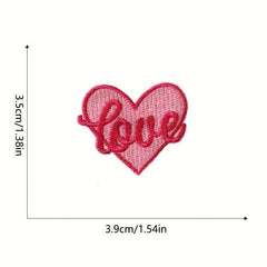 8pcs Love Theme Iron On Patches Embroidered Self Adhesive Heart Patches