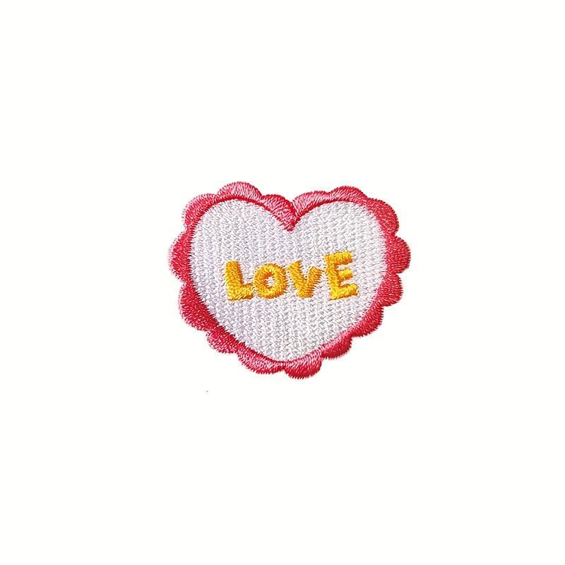 8pcs Love Theme Iron On Patches Embroidered Self Adhesive Heart Patches