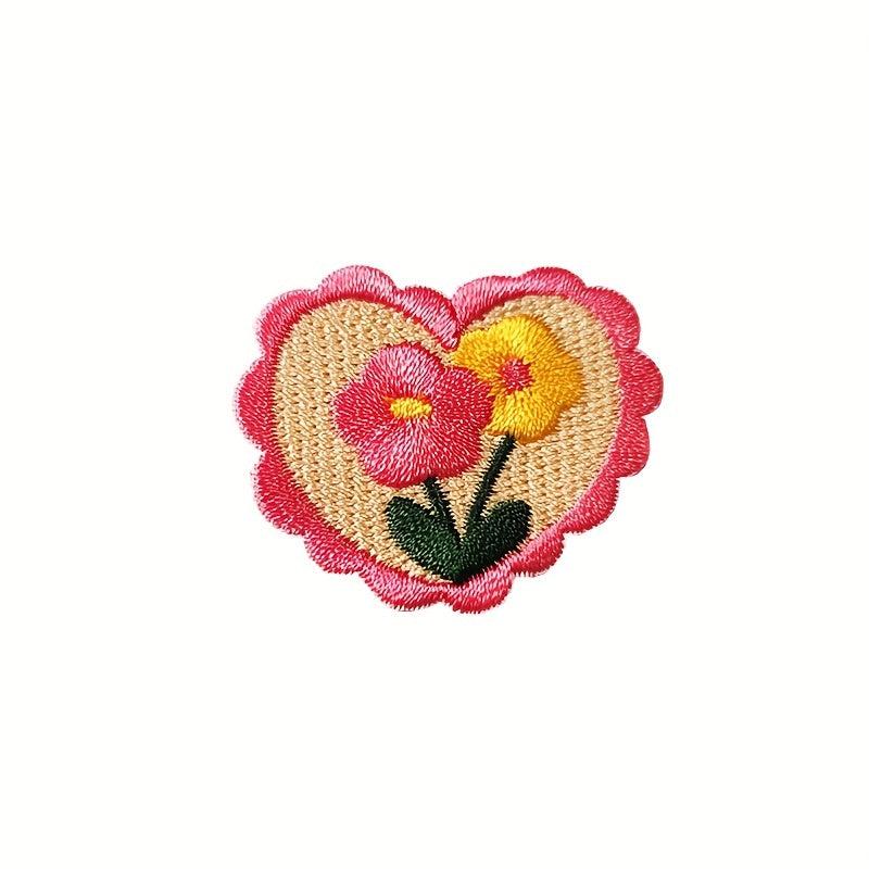 8pcs Love Theme Iron On Patches Embroidered Self Adhesive Heart Patches