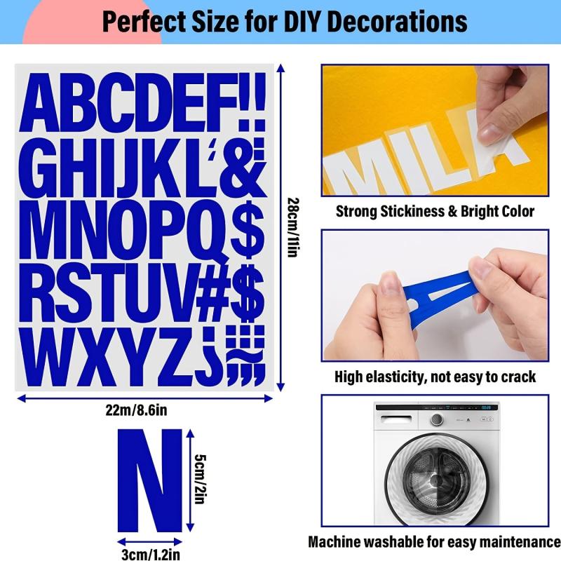 Iron-on Letters Heat Transfer Printing Stickers for Clothes, 5.08cm, 7 Colors