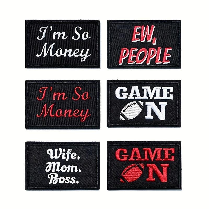 20pcs Letter Badge Cartoon Stickers For Men Computer Embroidered Chapter Patch