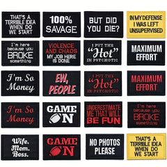 20pcs Letter Badge Cartoon Stickers For Men Computer Embroidered Chapter Patch