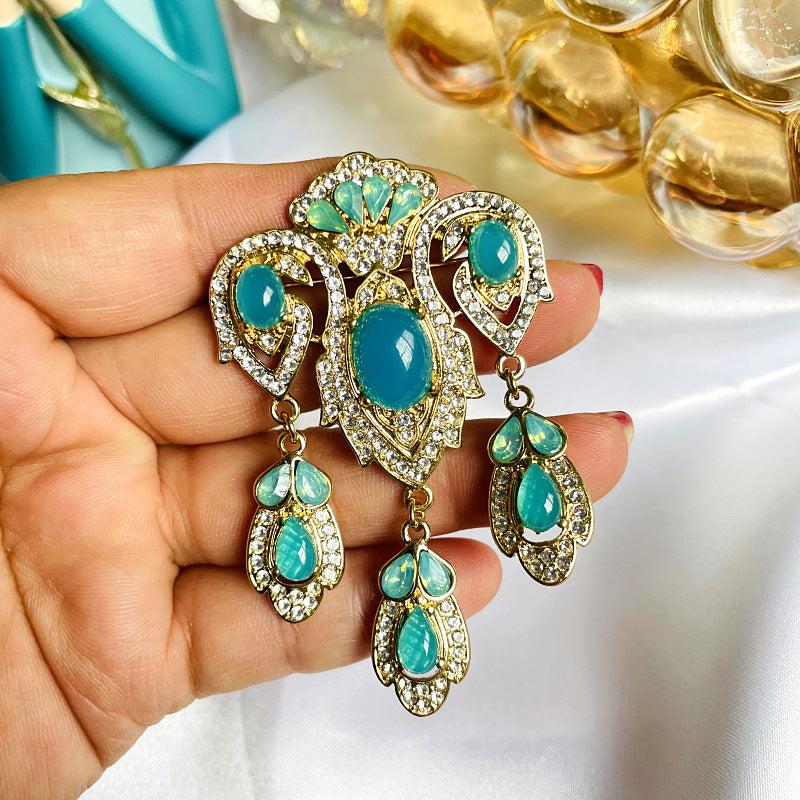 Medieval Court Style Crystal Brooch Scarf Buckle Cheongsam Accessories