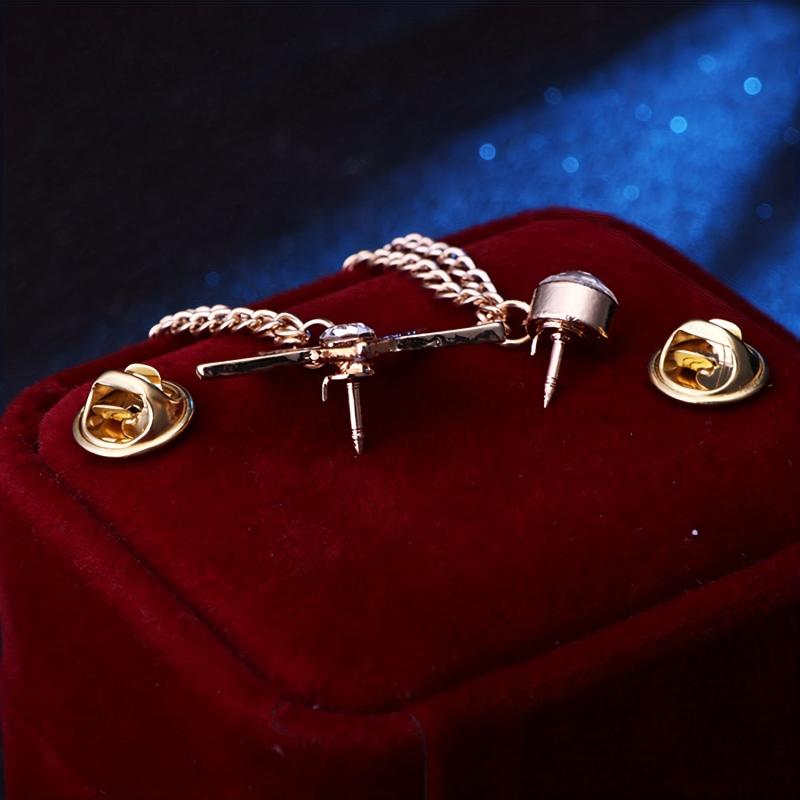 Star Tassel Chain Collar Pins Pentagram Brooch Men's Rhinestone
