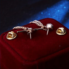 Star Tassel Chain Collar Pins Pentagram Brooch Men's Rhinestone
