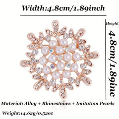 Silk Scarf Buckle with Rhinestone Pearl Brooch