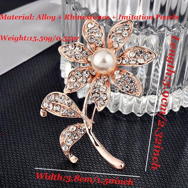 Silk Scarf Buckle with Rhinestone Pearl Brooch