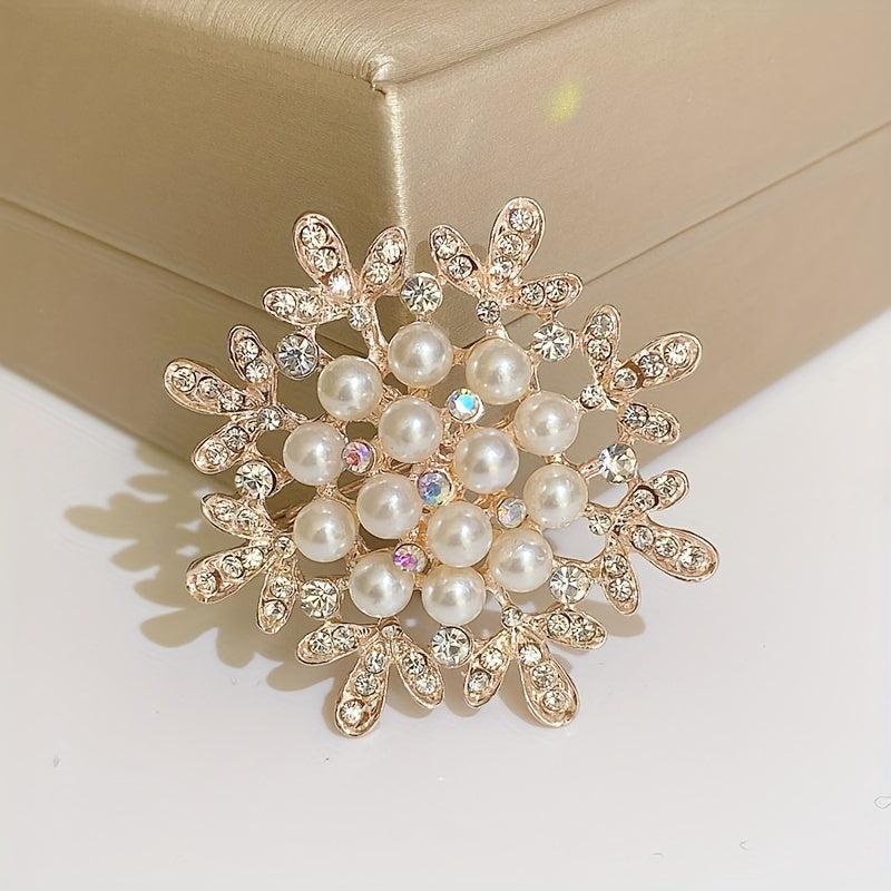 Silk Scarf Buckle with Rhinestone Pearl Brooch