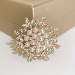 Silk Scarf Buckle with Rhinestone Pearl Brooch