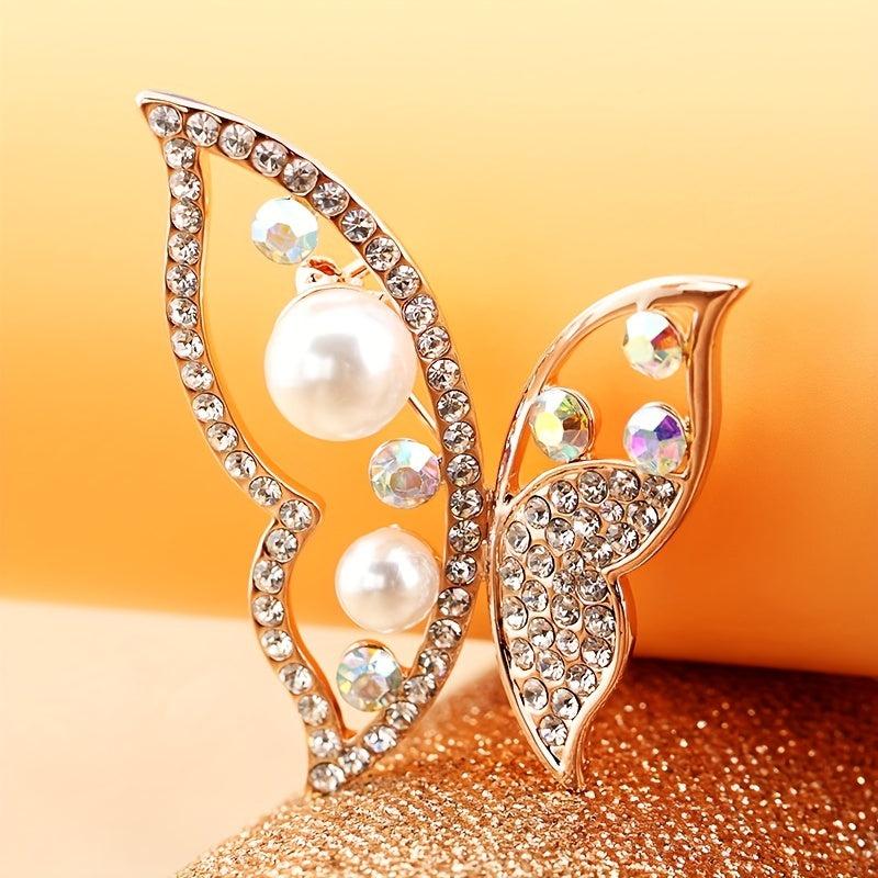 Silk Scarf Buckle with Rhinestone Pearl Brooch
