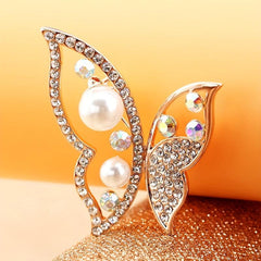 Silk Scarf Buckle with Rhinestone Pearl Brooch