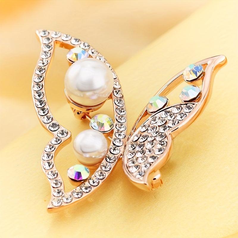 Silk Scarf Buckle with Rhinestone Pearl Brooch