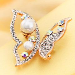 Silk Scarf Buckle with Rhinestone Pearl Brooch