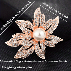 Silk Scarf Buckle with Rhinestone Pearl Brooch