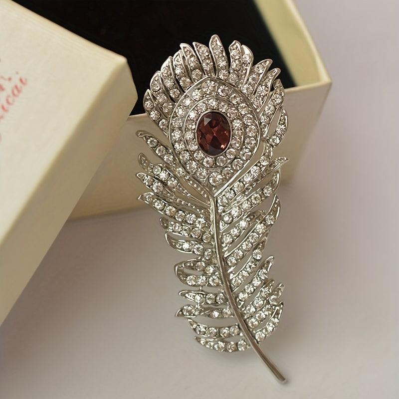 Zircon Peacock Feather Brooch For Men Accessories