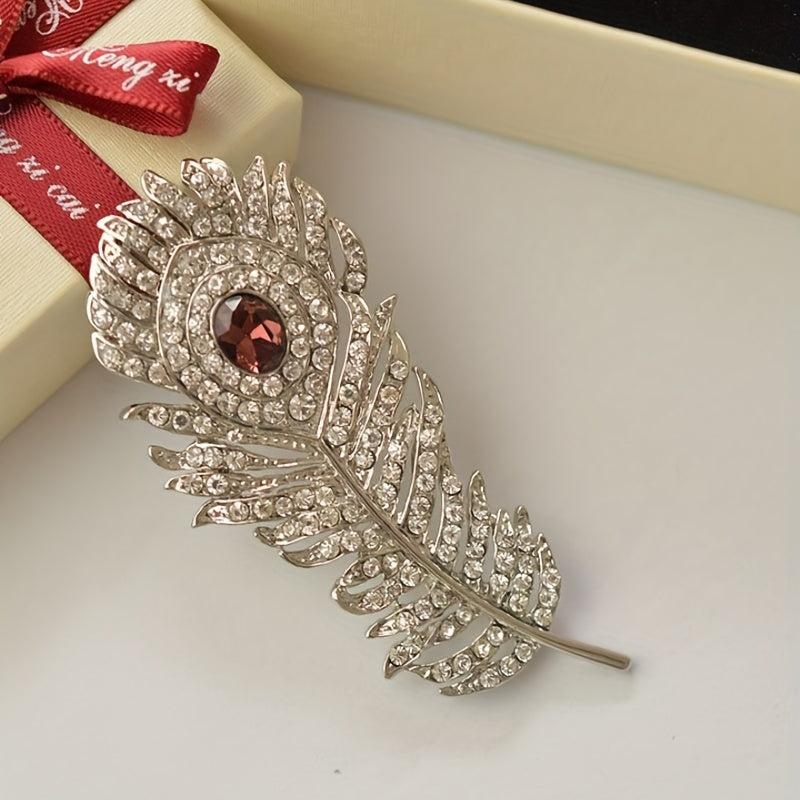 Zircon Peacock Feather Brooch For Men Accessories