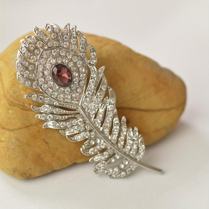 Zircon Peacock Feather Brooch For Men Accessories
