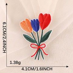 6pcs Flower Vase Embroidered Iron on Patch DIY Decorative Clothes Pants Holes