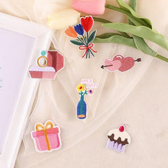 6pcs Flower Vase Embroidered Iron on Patch DIY Decorative Clothes Pants Holes